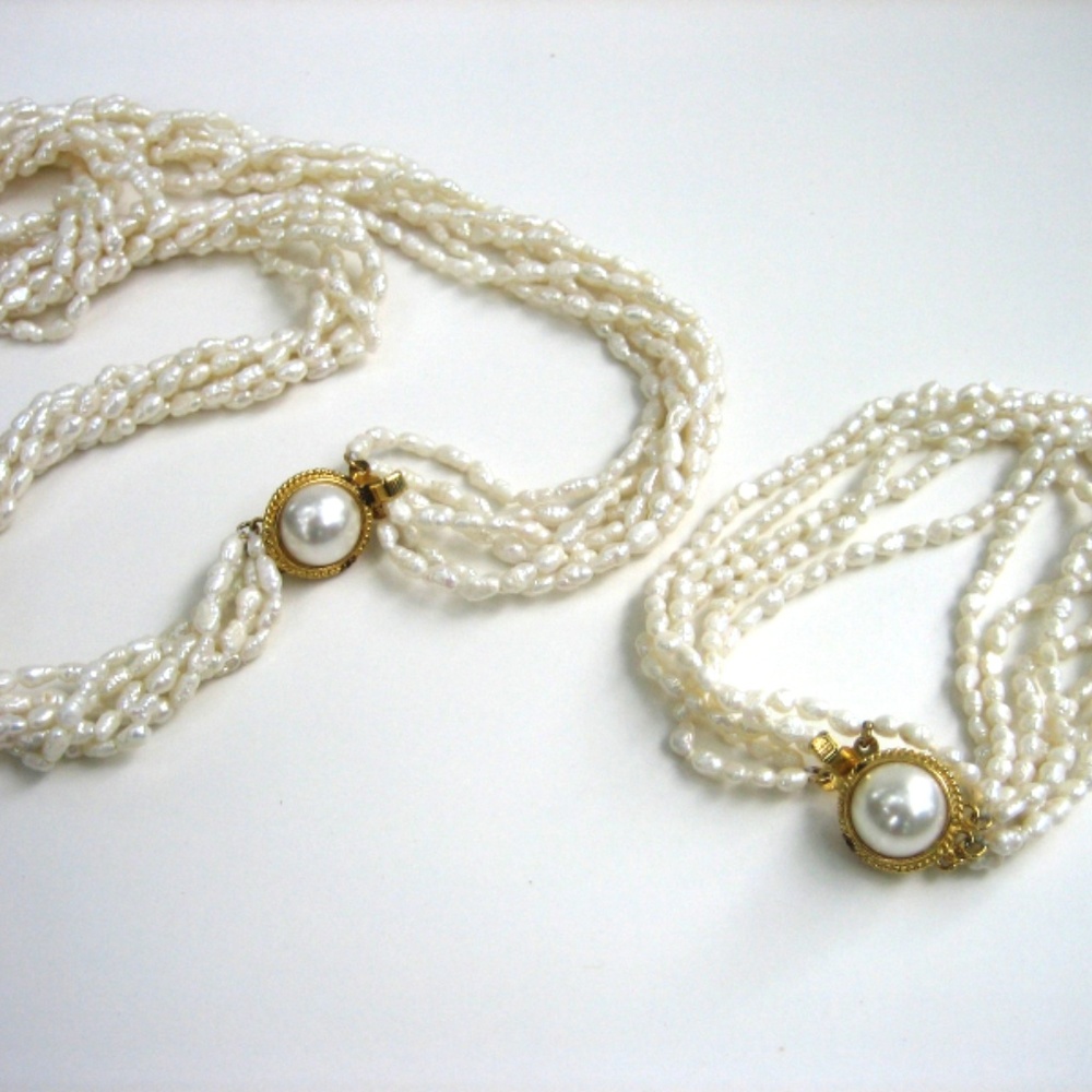 Six Strand Freshwater Pearl Necklace/Bracelet Set